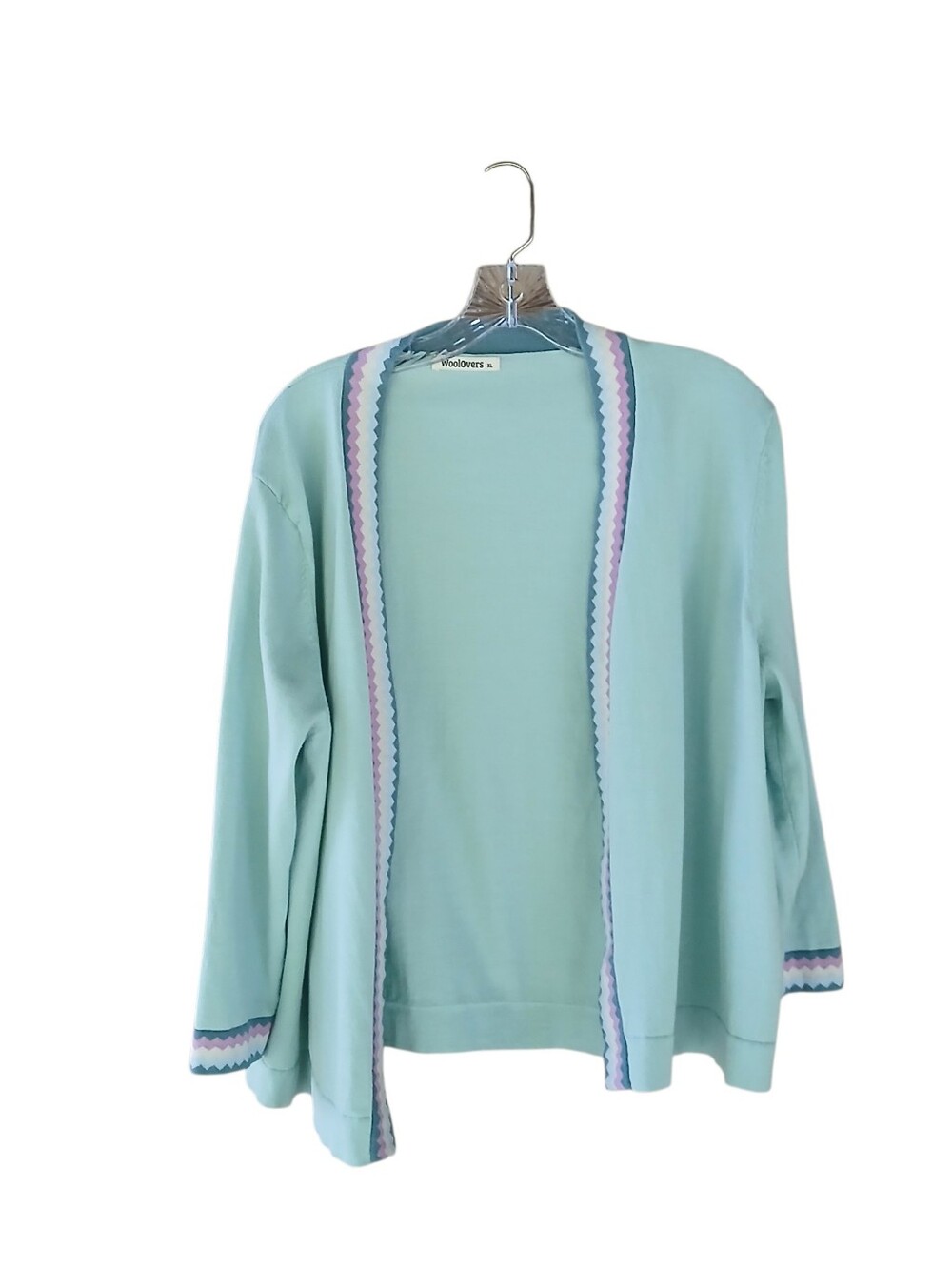 WoolOvers Mint Green Open Front Organic Cotton Cardigan XL